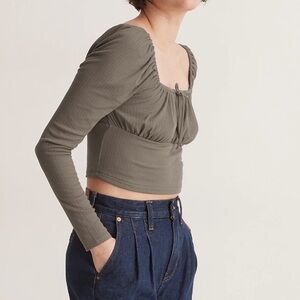 Madewell Ribbed Square-Neck Long-Sleeve Top